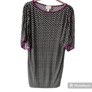 Donna Morgan Black & White Zig Zag Chevron Dress Sz 6